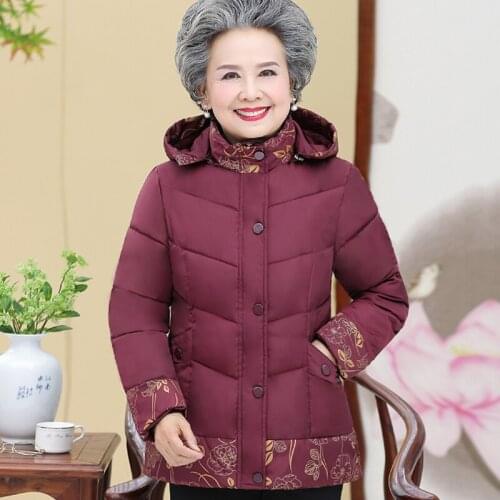Winter jacket women middle-aged and elderly cotton parka mother and grandma outfit coat clothes women thick coat