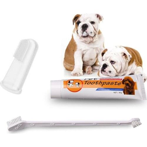 Puppy Toothbrush Toothpaste Set 3pcs/set Pet Toothbrush Pets Oral Care Dog Cat Teeth Cleaning Brush Finger Tooth Back Up Brushes