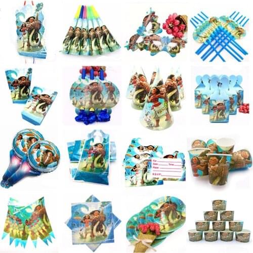 10 Kids Moana Disposable Tableware Happy Birthday Party Supplies Festival Decoration Event Favor Gender Reveal Baby Girls Boys