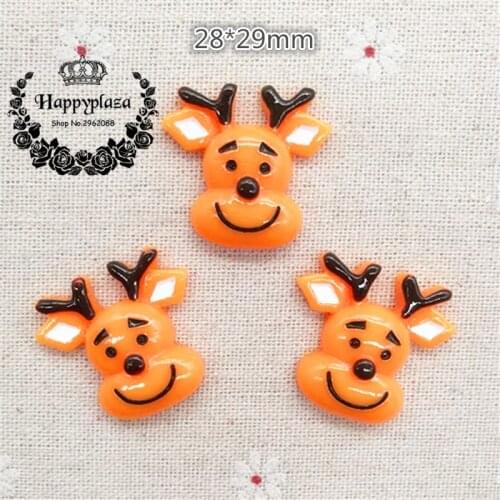 10pcs Resin Hand Painted Christmas Reindeer Flatback Cabochon Miniature Art Supply Decoration Charm Craft,28*29mm
