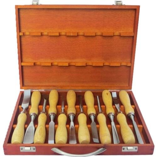 12pcs/set 6/12/13/14/16/17mm Hand Wood Carving Set Wood Working Tools Chisel Kit Carvers Graving Knife In Box chisel Hand Tools