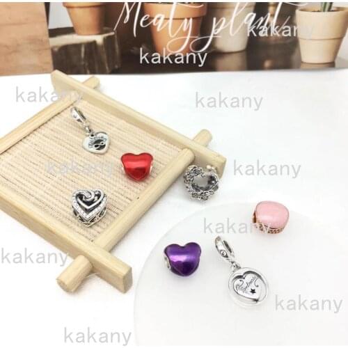 Kakany 2021 Valentines Day New High-quality 925 Silver Original Rose Flower Heart-shaped Charm Girl Diy Jewelry Romantic Gift