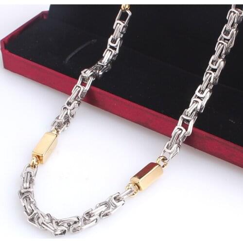 6mm length 55cm gold color Square annular chains 316L Stainless steel Necklace for men women jewelry wholesale