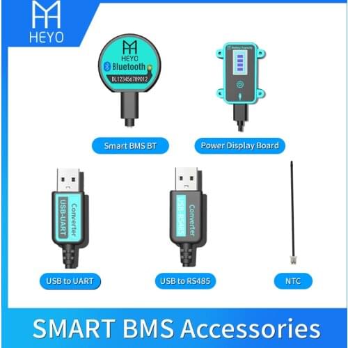 HEYO Smart BMS Accessory Bluetooth BT USB To UART RS485 Cables Module NTC Power Display Board Panel
