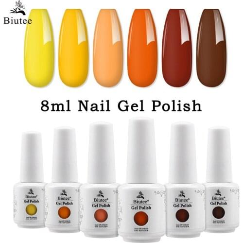 Biutee 8ml Gel Nail Polish Fall Autumn Winter Color Semi Permanent Varnish Soak Off UV Gel Nail Art Design Base Top Coat Polish