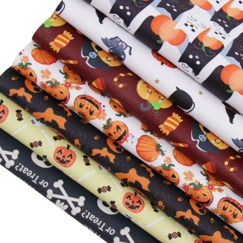 Cheerbows A4 Halloween Leather Sheets Pumpkin Bat Printed Vinyl Leather DIY Hairbow Handmade Festival Decor Crafts Accessories