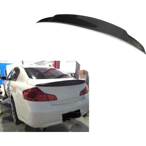 R Real Carbon Fiber Rear Trunk Wing Spoiler Boot Top Lip Cover HighKick For Infiniti G Series G37 V36 Q60 Coupe 2 Door 2008-2013