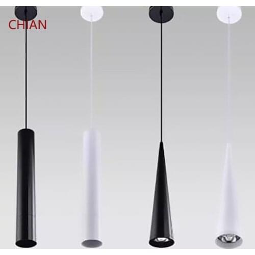 Dimmable Cylinder LED Pendant Lights Long Tube Lamps Kitchen Dining Room Shop Bar Decoration Cord Pendant Lamp Background Lights