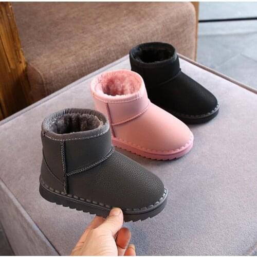 2020 new kids winter princess thick plush sneakers non-slip flat round head girl baby warm Martin boots kids snow boots