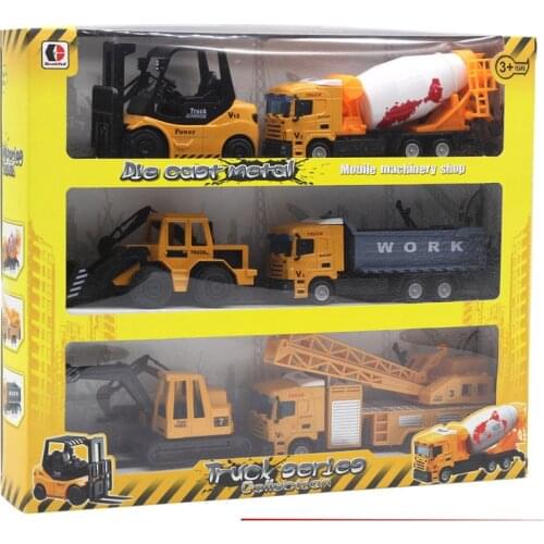 6Pcs/Set 1:50 Alloy Diecast Engineering Toy Vehicle Children Gift Metal Car Set Truck Forklift Excavator Mixer Tractor kids Toys