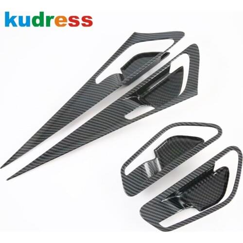 For Hyundai Elantra 2021 2022 Carbon Fiber Inner Door Handle Bowl Cover Trim Decoration Frame Sticker Car Interior Accessories