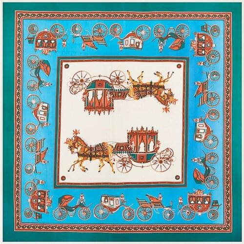Carriage Printed Handkerchief Luxury Brand Scarf Classic Retro Womens Headscarf 130*130CM Beach Outing Shawl Sun Towel S25