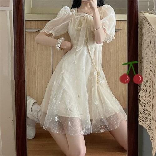 Kawaii Girl Summer Dresses With Sleeves