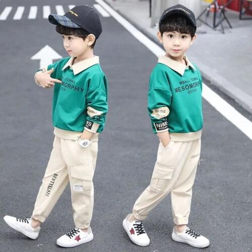 Boys Casual Clothes Set Long-sleeve T-shirt+Trousers Sport Suit for Girl Teen Long Sleeve Sweatshirt Hoodies Pant