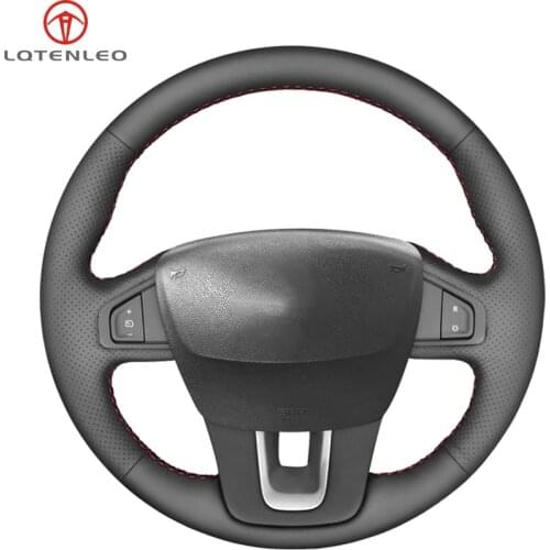 LQTENLEO Black Genuine Leather Car Steering Wheel Cover For Renault Laguna 2008-2015 Latitude 2010-2015 Talisman 2012-2014