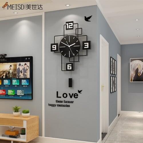 MEISD New Designer Wall Clock Modern Pendulum Wall Watch Creative Home Decor DIY mirror Sticker Silent Living Room Free Shipping