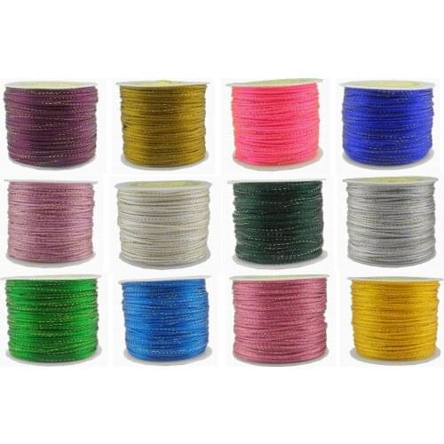 KONMAY 100 Yards 2.0MM Metallic Bugtail Satin Cord Shamballa Macrame Beading Nylon Kumihimo String --SNC06M