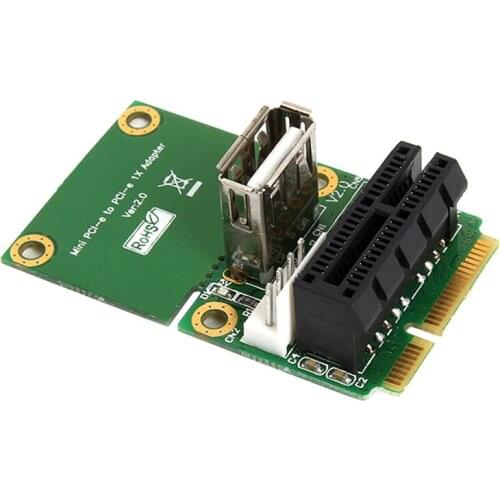 Mini PCI E to Pci Express 1X Riser Card with USB Interface Adapter 4Pin Power Supply Supports Full Height Half Height