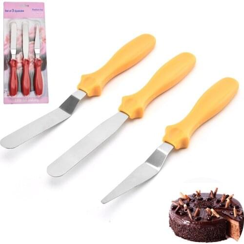 Three-piece set of small scraper butter smooth knife cake stripper knife set baking tools bakery accessories