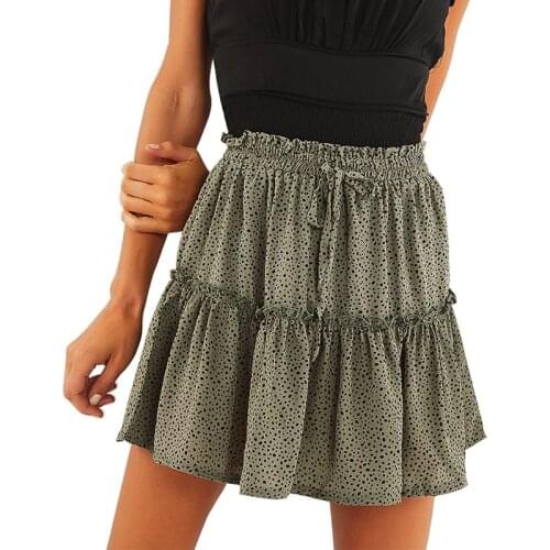 Women New Floral Print Elastic Waist Bandage Pleated Skirt Summer High Waits Sexy Mini Beach Party Holiday Ladies Skirts