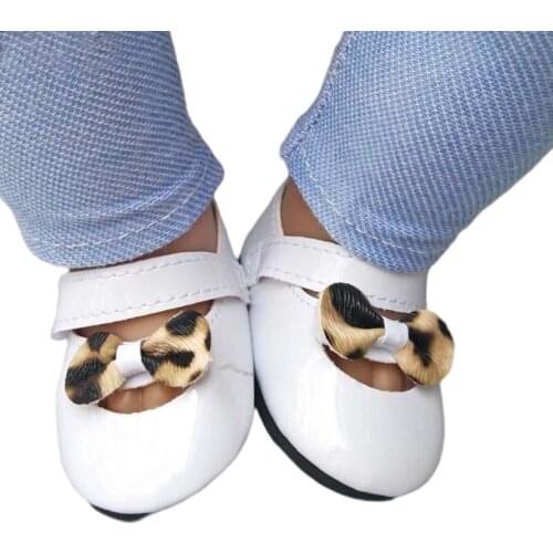 For 43 cm baby Doll black white Shoes fit For 18" girl Doll shoes Infants doll Mary Jane Shoes