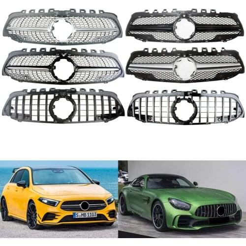 Car Front Bumper Grille Upper Billet RacingFacelift Grill For Mercedes-Benz W177 A-Class 2019 2020 Diamond GTR AMG