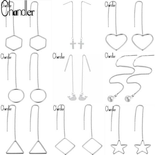 Chandler Thread Drop Line Earrings For Women Long Ear Line Thread Linear Dangle Earring Geometry Mujer Round Love Bts Bronic