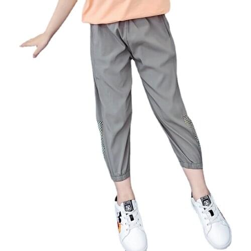 Girls Anti-mosquito Harem Pants Summer Clothes Nine -point Childrens Fashion Casual Linen Comfortable Elastic Waist Trousers