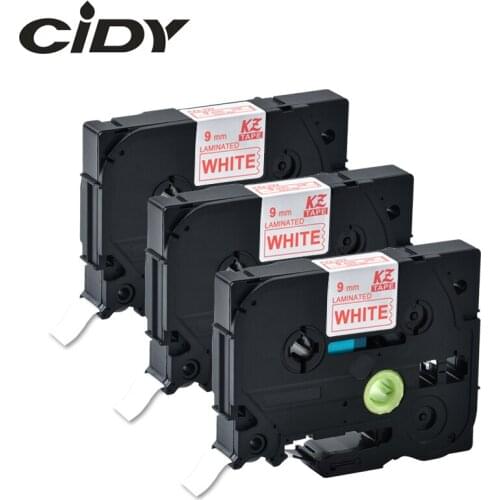 CIDY 9mm compatible laminated tape tze222 tz222 tz 222 tze 222 tze-222 red on white for brother