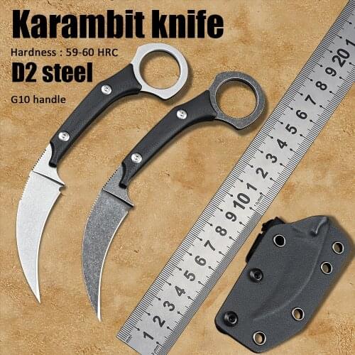 G10 Material Handle Camping Utility Self Defense Weapons Outdoor Hunting D2 Steel Tactical EDC Tool Karambit Knife CS GO