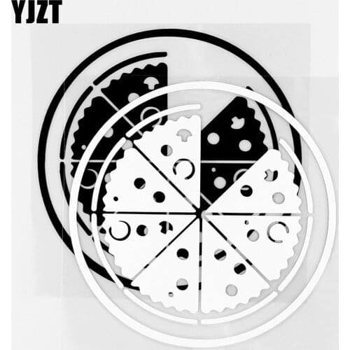 YJZT 13.6×13.6CM Delicious Pizza Vinyl Car Sticker Decals Creative Car Window Decor Black / Silver 10A-0822