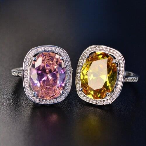 YPAY8 Fashion simple hot ladies S925 Luxury wedding ring Top quality large zircon wedding lasting color ring jewelry