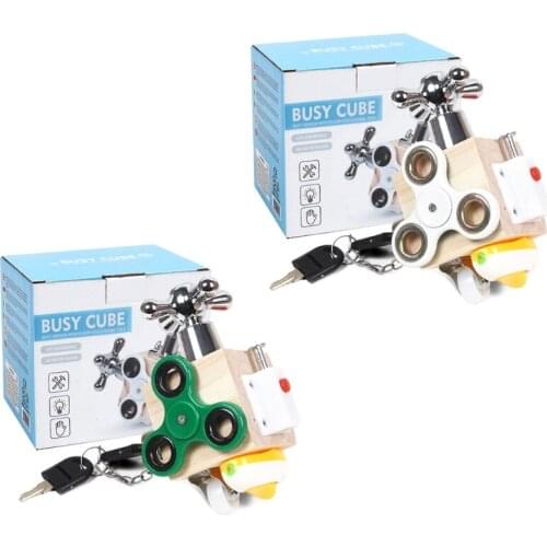 Latches Wooden Busy Cube Board with Household Switches Item for Baby Toddlers H055