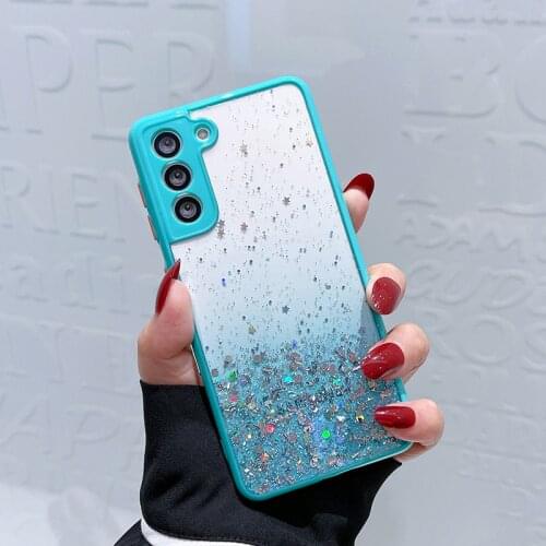 Star glitter is suitable for Samsung s21 FE s20 ultra A42 A52 mobile phone case note20 transparent soft rubber protective cover