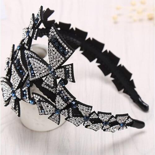 Retro Women Double Butterfly Headband Luxury Czech Crystal Non-slip Border Girl Hairpin Ms Fancy Hair Accessiftsories Hairband