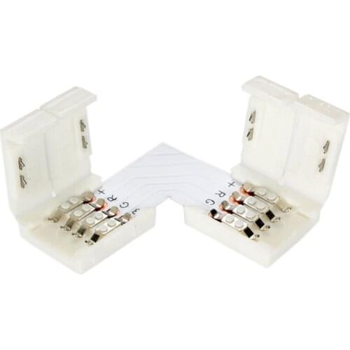 10mm 4-Pins Corner L Shape Connector LED Strip 90 Degree Corner Connectors Clips RGB LED Strips