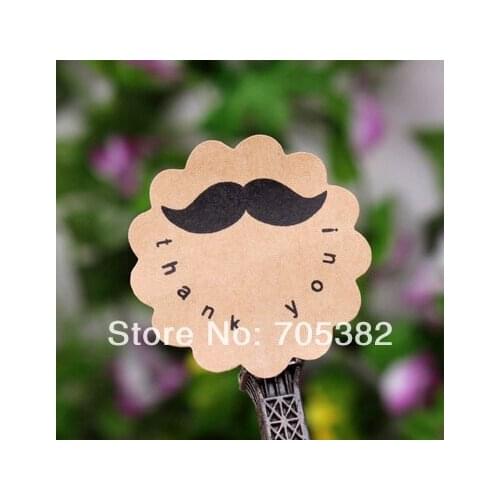 100pcs/lot New kraft Black Mustache "Thank You" Stickers Cute Interesting Dia:3.8cm Gift Seal sticker (ss-01)