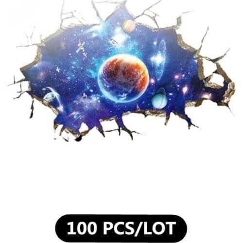 100PCS wholesale Starry sky universe Wall Sticker 3D Home Decor Bedroom Living room TV Wall Sticker Mural Wallpaper Door Sticker