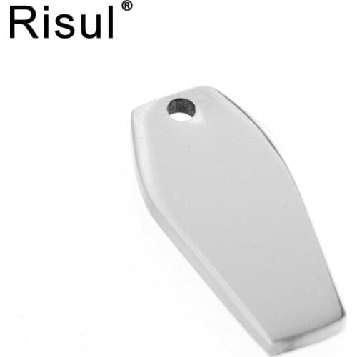 100pcs Risul coffin Shape Small Charm Customize pendant for Diy jewelry make mirror polish Stainless steel wholesale