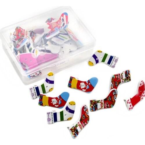 15pcs Wooden Push Pins Christmas Stockings Thumbtack Decoration Pushpins Photo Wall DIY Art Push Nails Thumb Tack Safety Pin