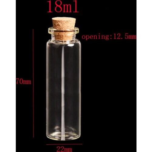 18ml X50 glass bottle with wood cork,3/5 oz clear empty crimp neck glass containers 18cc decorative craft corked stopper vials