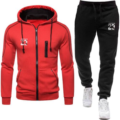 2 piece sportswear mens hooded sweatshirt + pants sportswear suit No. 23 mens sweatshirt