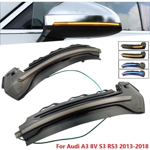 2 Pieces Flow Rearview Dynamic Sequential Mirror Flowing LED Turn Signal Light For Audi A3 8V S3 RS3 2013-2018