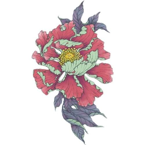 230MM×130MM National Style King of Peony Flower Arm Color Tattoo Sticker Waterproof Lasting Wild Sexy Girl