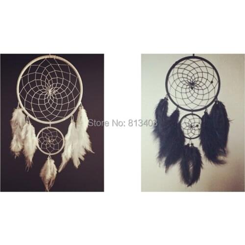 White double dream catcher, white web, white feathers and bead finish 15cm diameter dreamcatcher hand made
