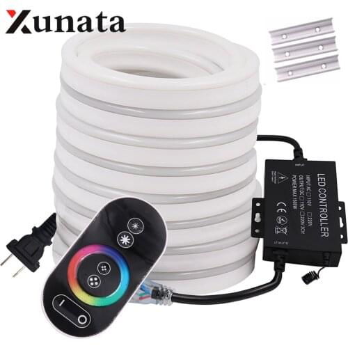 RGB Neon Light Ribbon Tape Flexible LED Neon Sign Night Light Lamp 2835 5050 120LEDs/m LED Strip Bluetooth Remote EU 220V