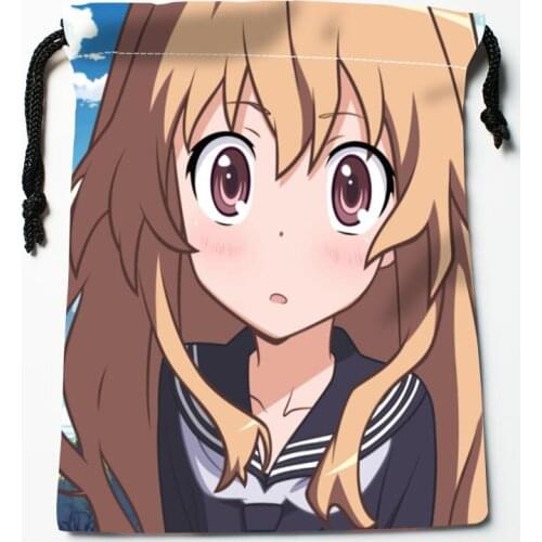 Custom Toradora! Anime Drawstring Bags Wedding Party Christmas Gift Pouches Packing 18x22cm Satin Fabric Storage Bag 12.2