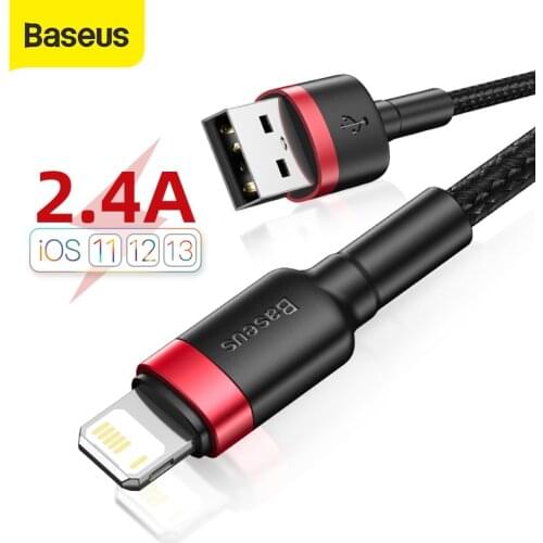 Baseus 2.4A Fast Charging Cable for iPhone 11 Pro Max Xs X USB Cable for iPhone 7 8 Plus Charger Cable USB Data Cord