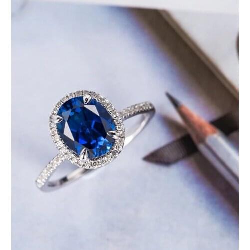 Huitan 2018 Classic Oval Design With Dark Blue AAA Cubic Zirconia Pave Setting Wedding Engagement Rings for Women & Girlfriend