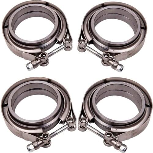 4 X 2.5" V-Band Flange & Clamp Kit for Turbo Exhaust Downpipes Stainless Steel